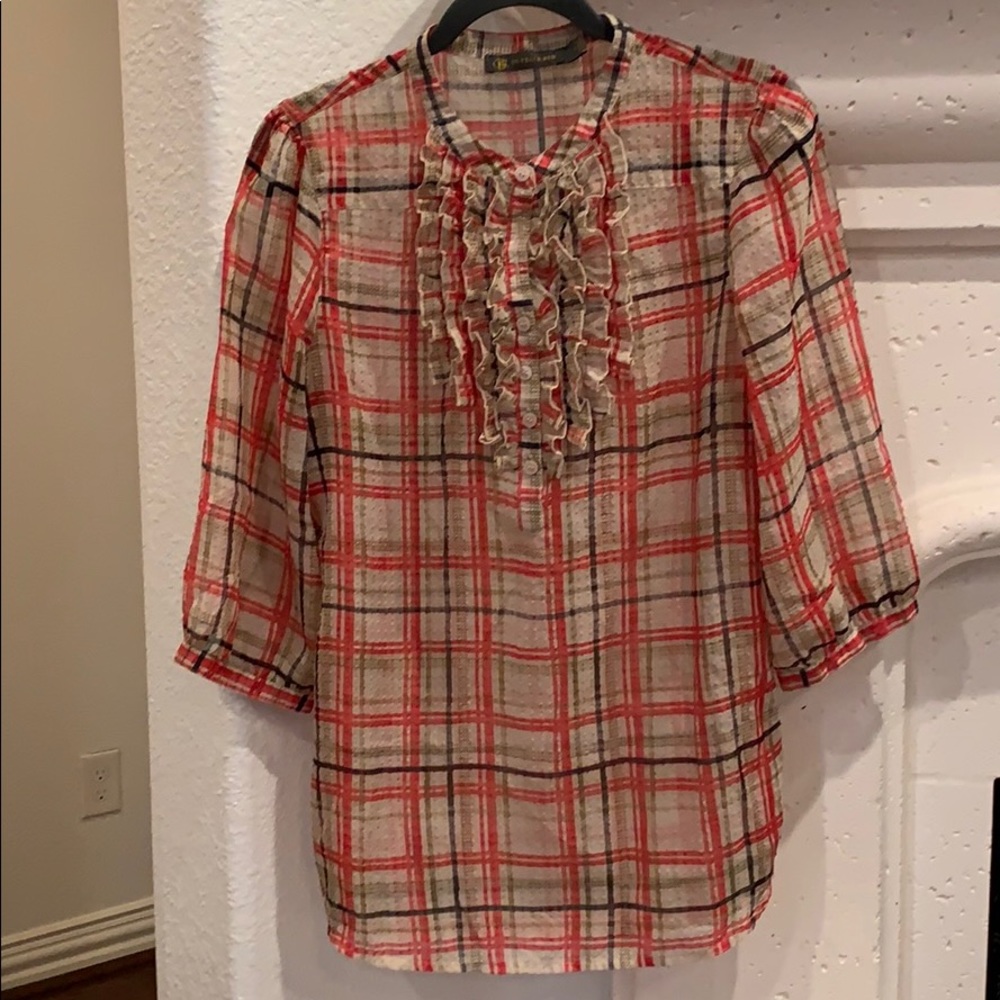 Plaid blouse - red, black, caramel size M